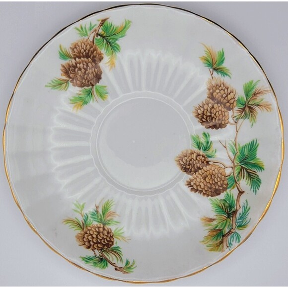 One Vintage Clarence England Bone China Pine Cone 5.5" Saucer Plate Replacement - Picture 1 of 5
